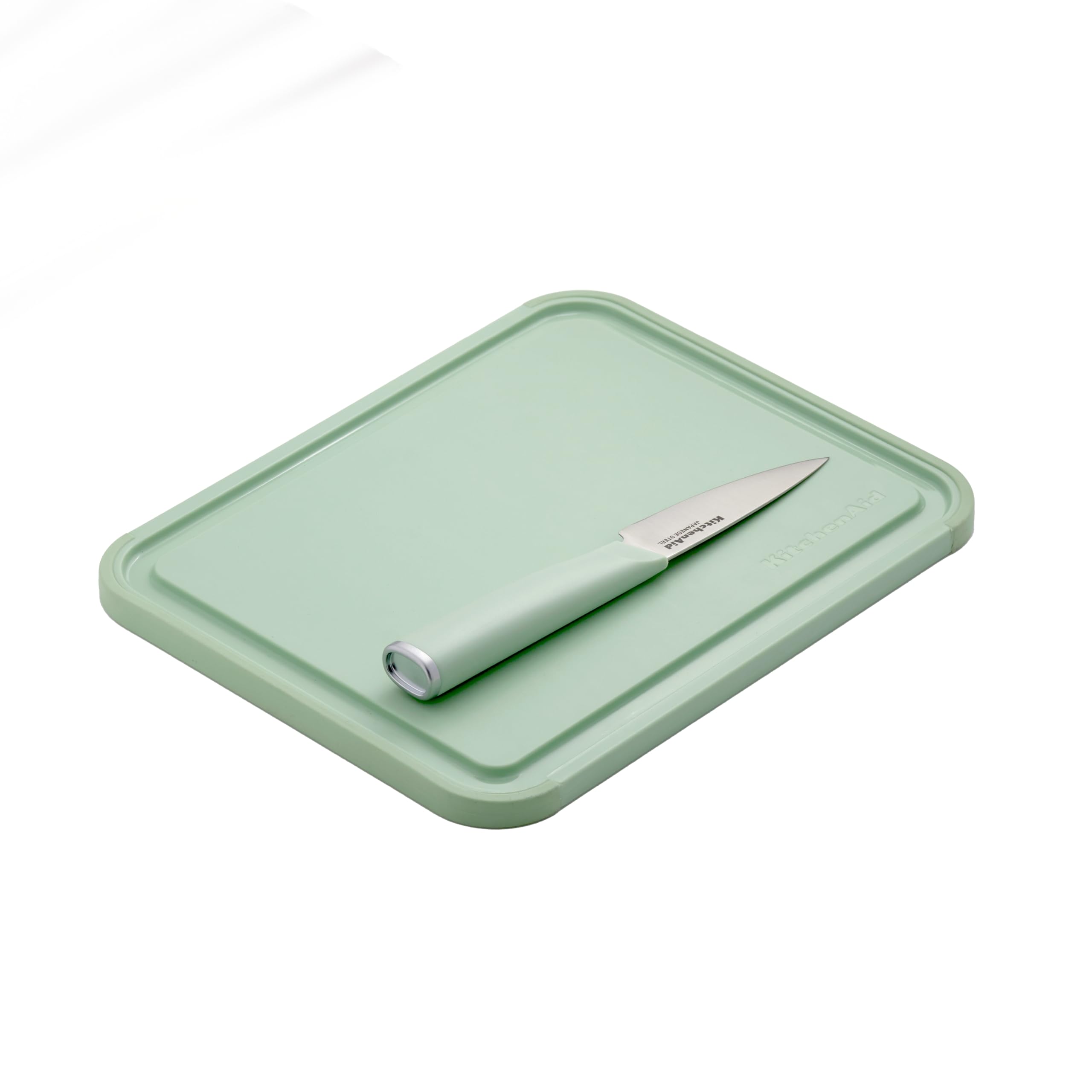 KitchenAid 3.5-Inch Paring Knife with 8x10 Inch Poly Cutting Board Set, High Carbon Japanese Steel, Ergonomic Handle, and Nonslip Edges, Pistachio - Image 6