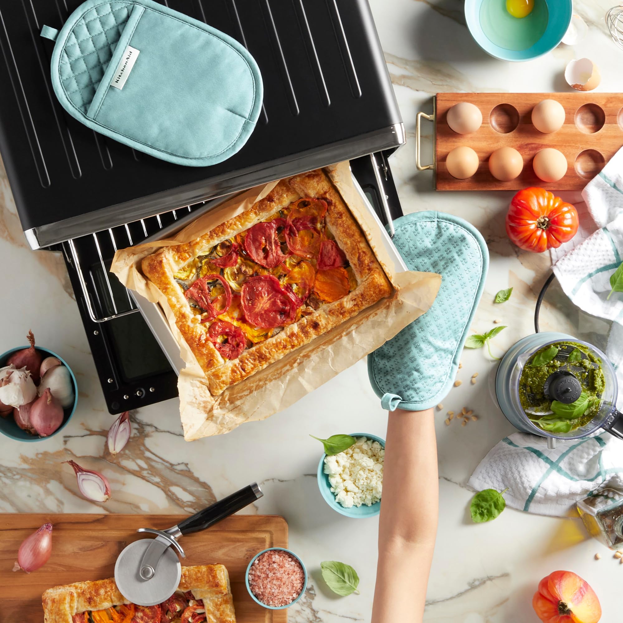 KITCHENAID Asteroid Pot Holder 2-Pack Set, Mineral Water, 6.5"x10" - Image 3