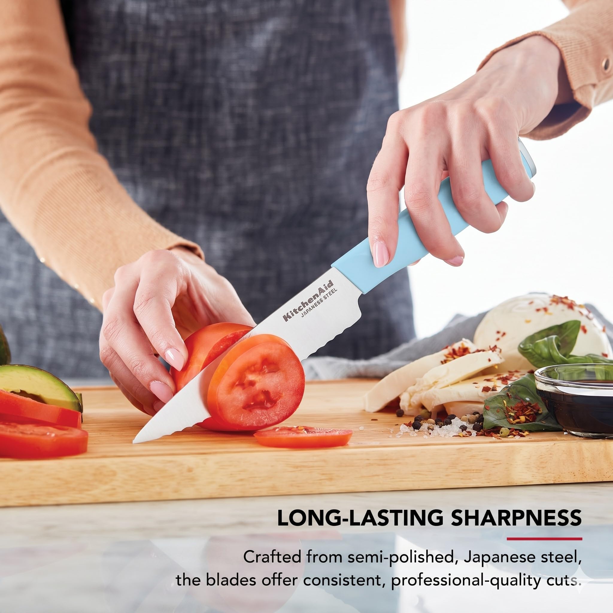 KitchenAid Chef Set with Custom-Fit Covers, Sharp Kitchen Knife, High-Carbon Japanese Stainless Steel Blade, 4 Piece, Multicolor - Image 3