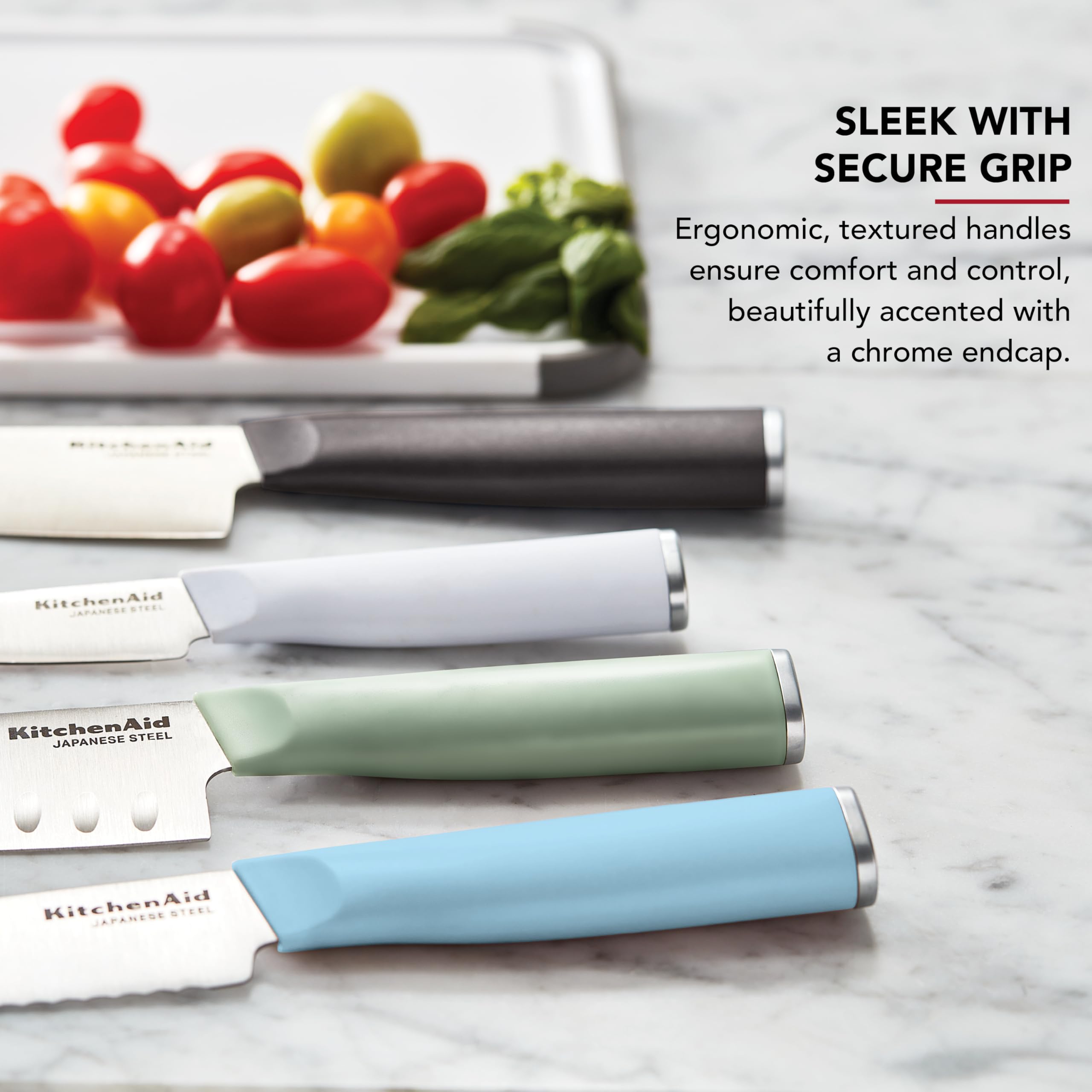 KitchenAid Chef Set with Custom-Fit Covers, Sharp Kitchen Knife, High-Carbon Japanese Stainless Steel Blade, 4 Piece, Multicolor - Image 4