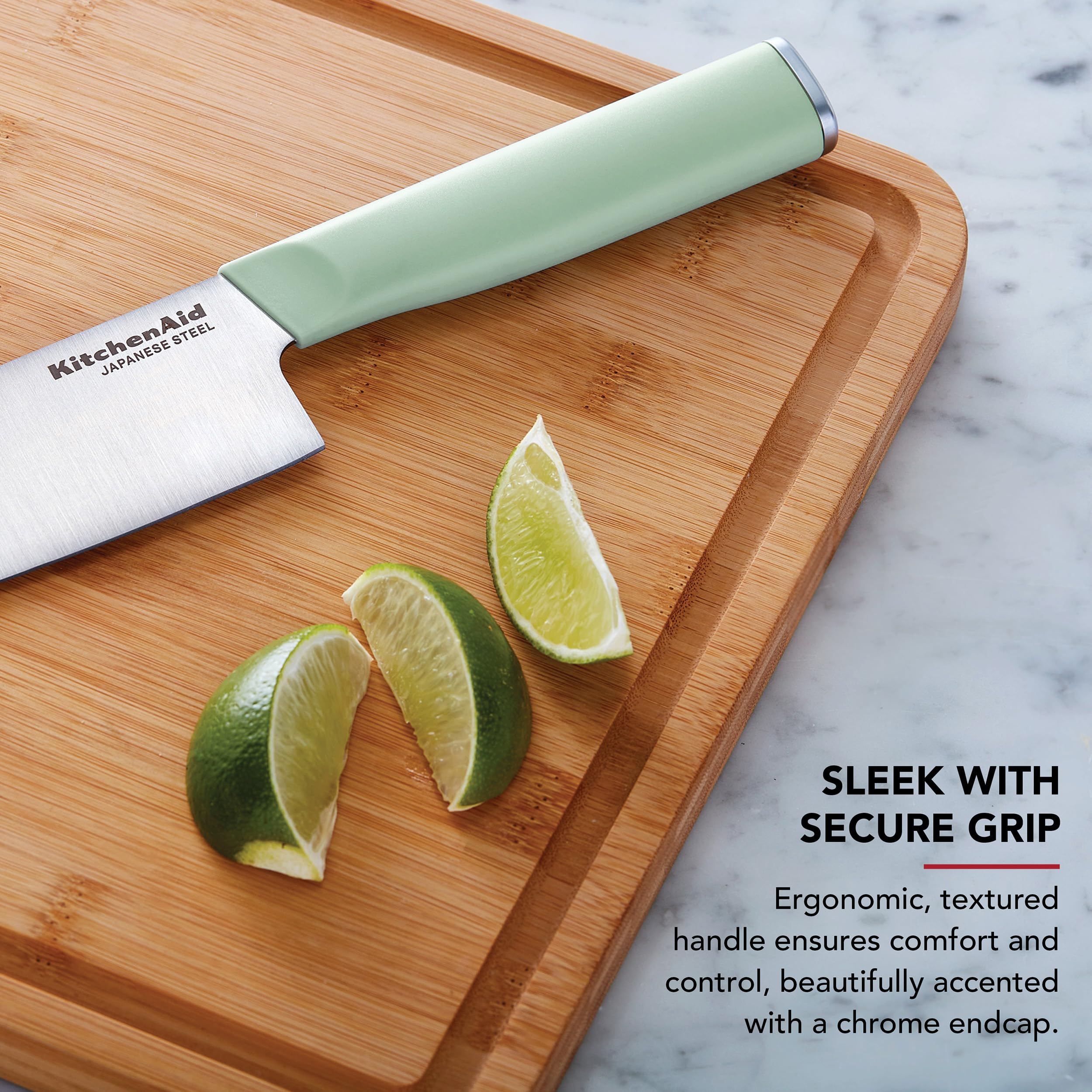 KitchenAid Classic Chef Knife with Custom-Fit Blade Cover, Sharp Kitchen Knife, High-Carbon Japanese Stainless Steel Blade Blade, 8 inch, Pistachio - Image 4