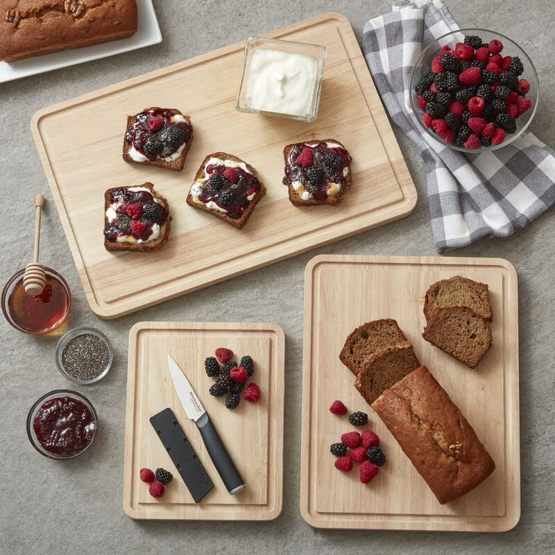 KitchenAid Classic Rubberwood Cutting Board with Perimeter Trench, Reversible Chopping Board, 11-inch x 14-Inch, Natural - Image 6