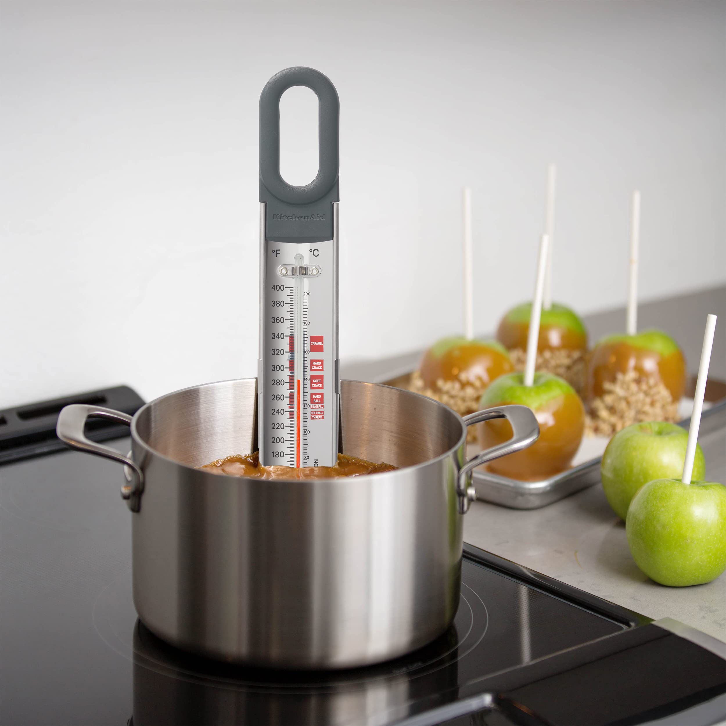 KitchenAid Curved Stainless Steel Paddle Style Candy and Deep Fry Thermometer with Pan Clip, Temperature Range 100F to 400F - Image 3