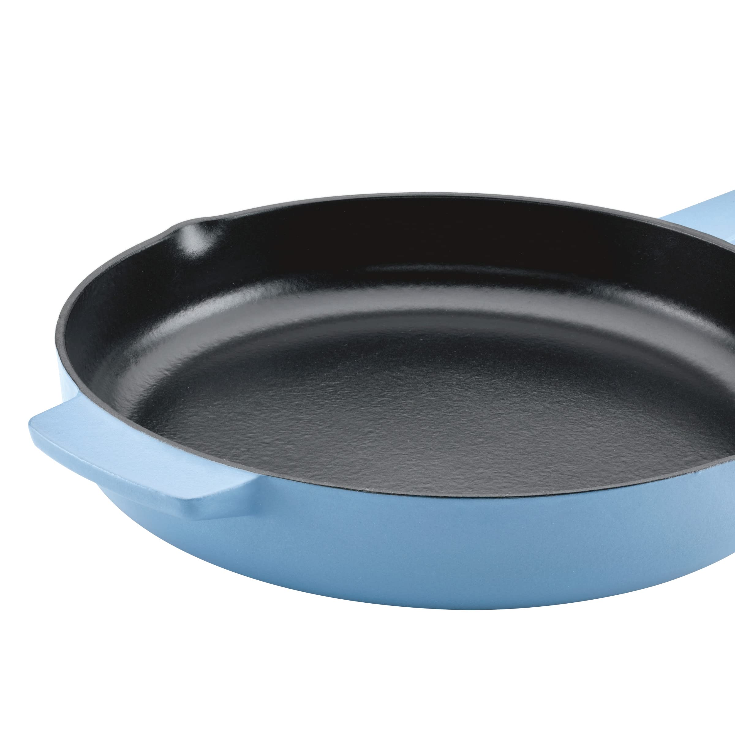 KitchenAid Enameled Cast Iron Frying Pan/Skillet with Helper Handle and Pour Spouts, 12 Inch, Blue Velvet - Image 10
