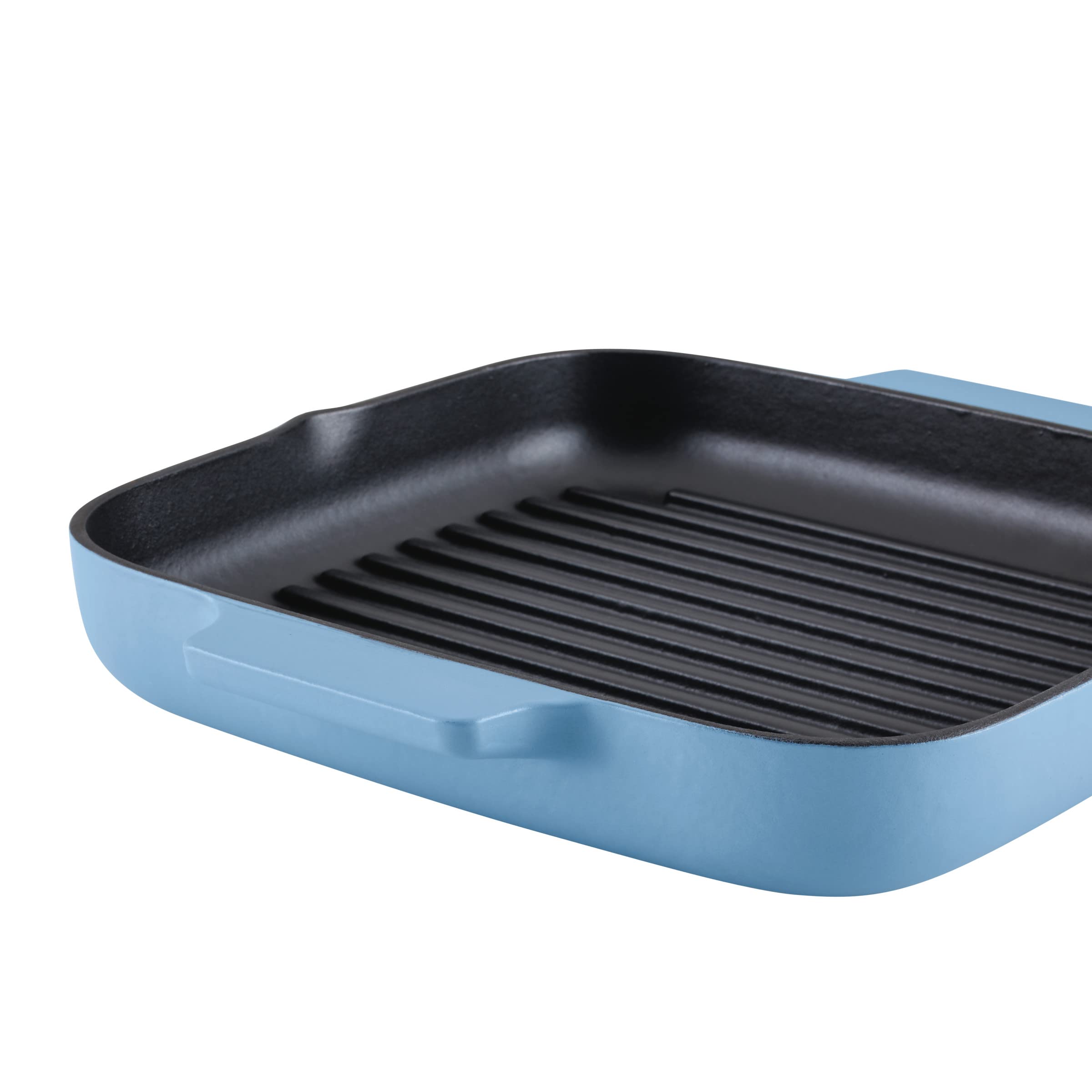 KitchenAid Enameled Cast Iron Square Grill and Roasting Pan, 11 Inch - Blue Velvet - Image 8