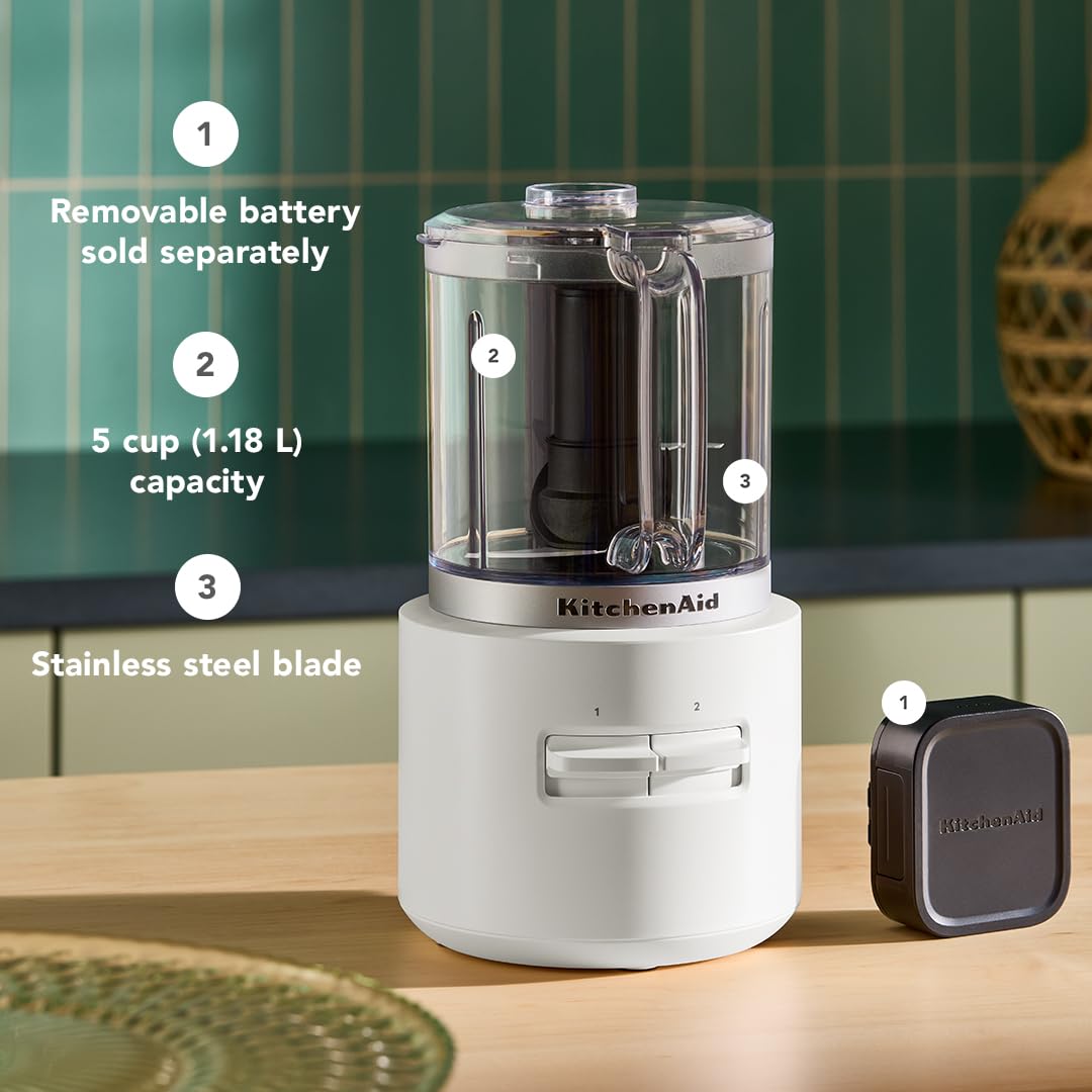 KitchenAid Go Cordless Food Chopper - battery sold separately, KFCR500, Porcelain White - Image 3