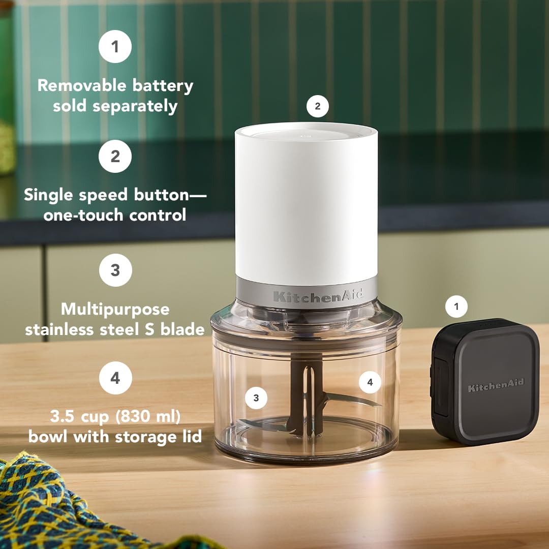 KitchenAid Go Cordless Top Down Chopper - battery sold separately, KTCR350, Porcelain White - Image 3