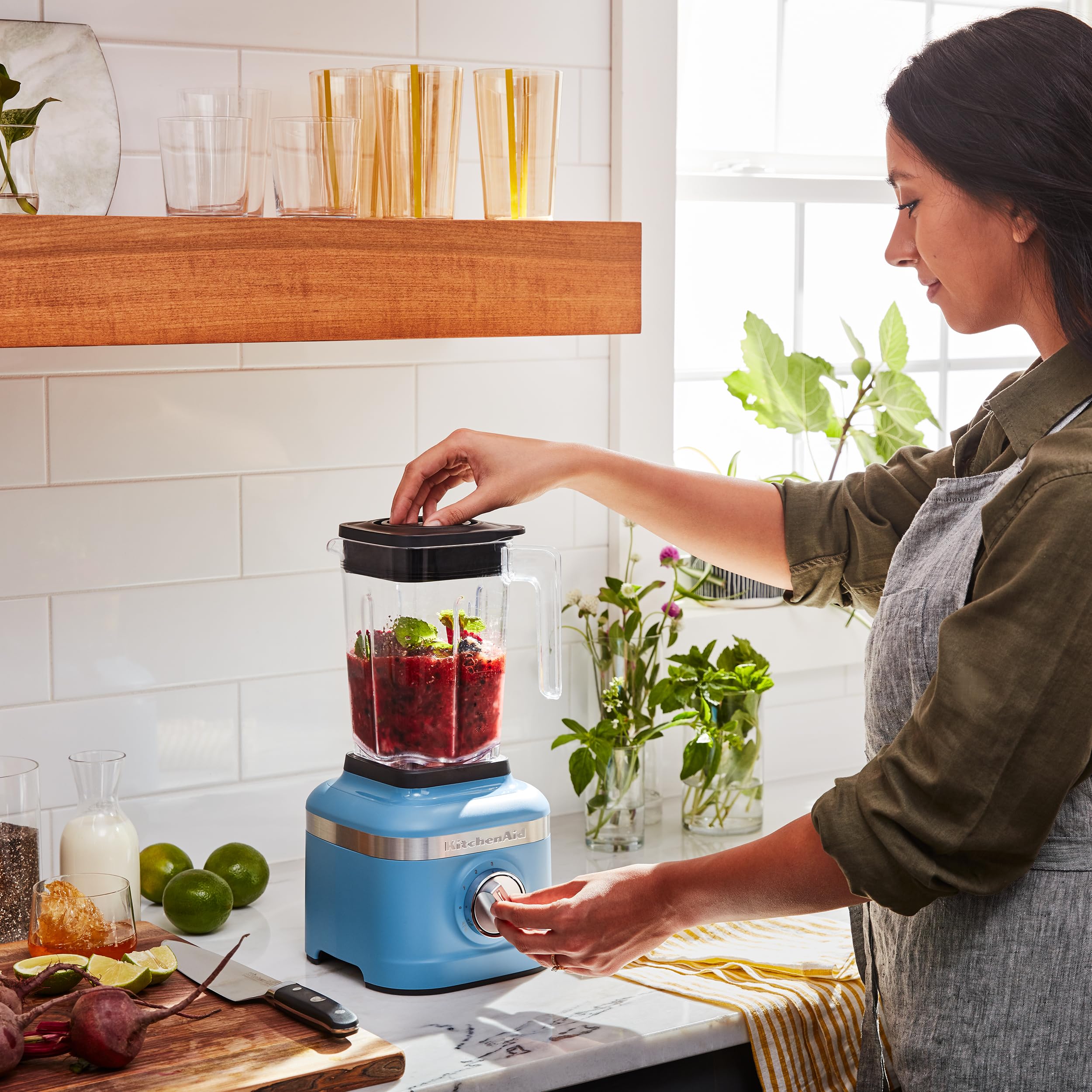 KitchenAid K150 3 Speed Ice Crushing Blender with 2 Personal Blender Jars - KSB1332Y - Blue Velvet - Image 4