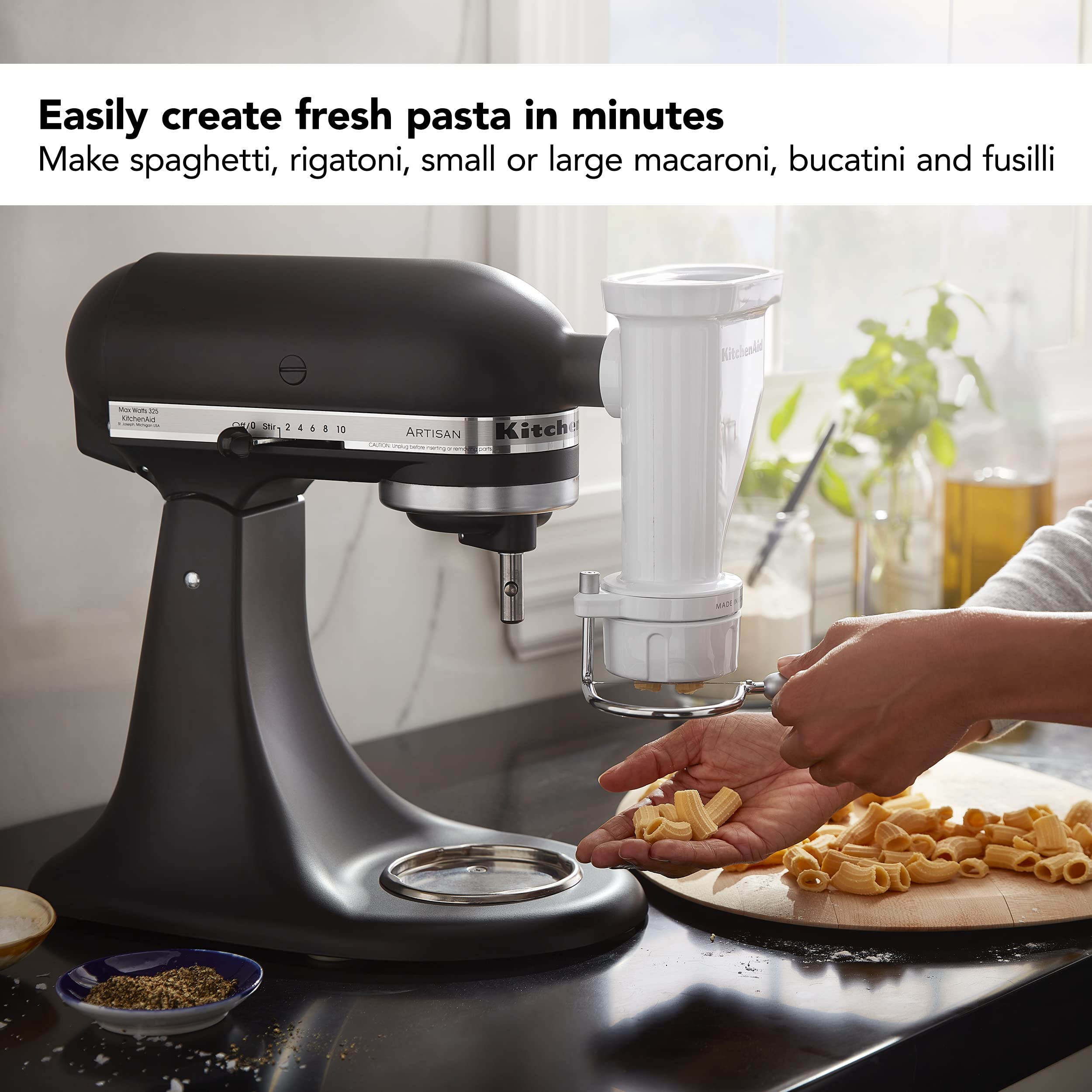 KitchenAid Ksmpexta Gourmet Pasta Press Attachment with 6 Interchangeable Pasta Plates, White - Image 3