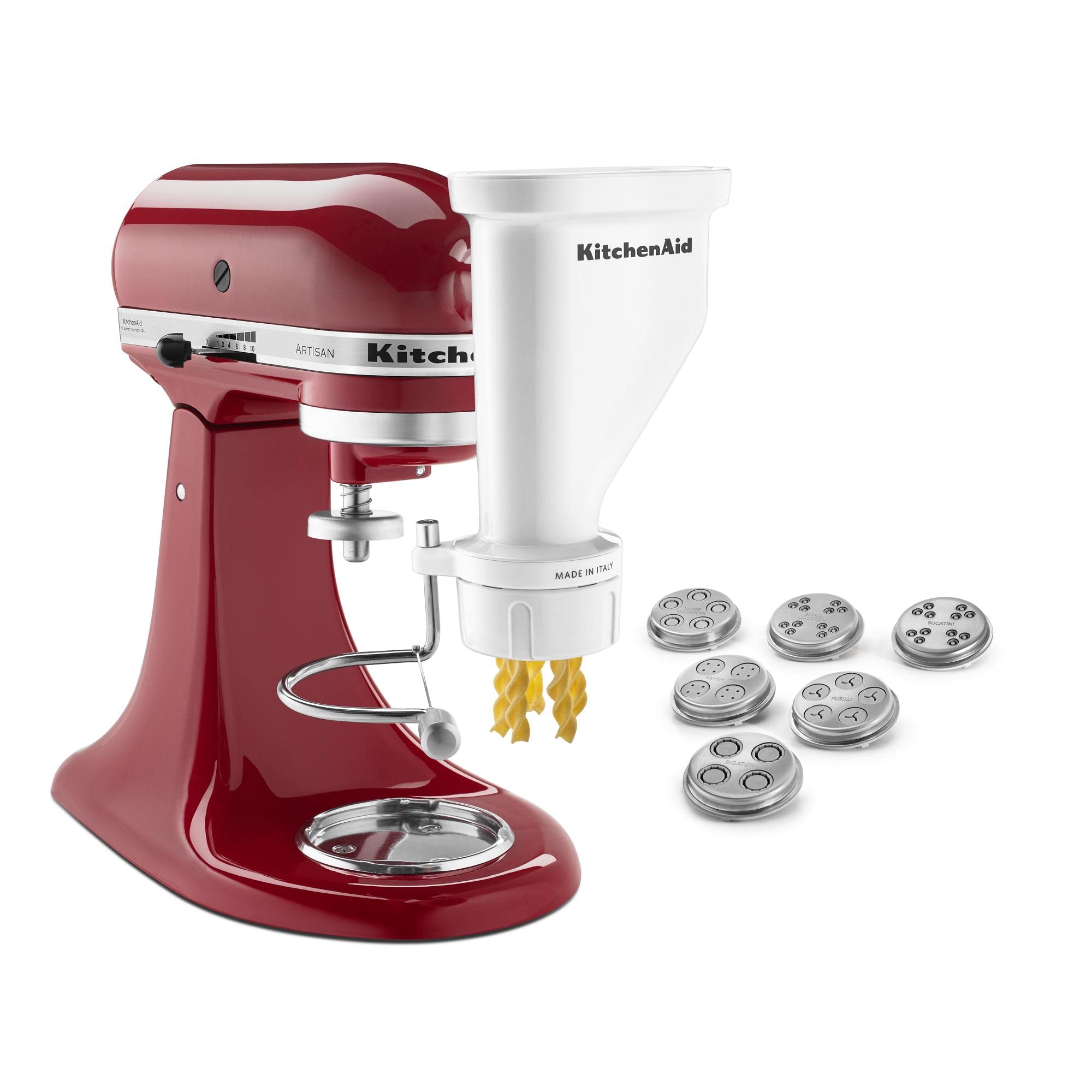 KitchenAid Ksmpexta Gourmet Pasta Press Attachment with 6 Interchangeable Pasta Plates, White - Image 5
