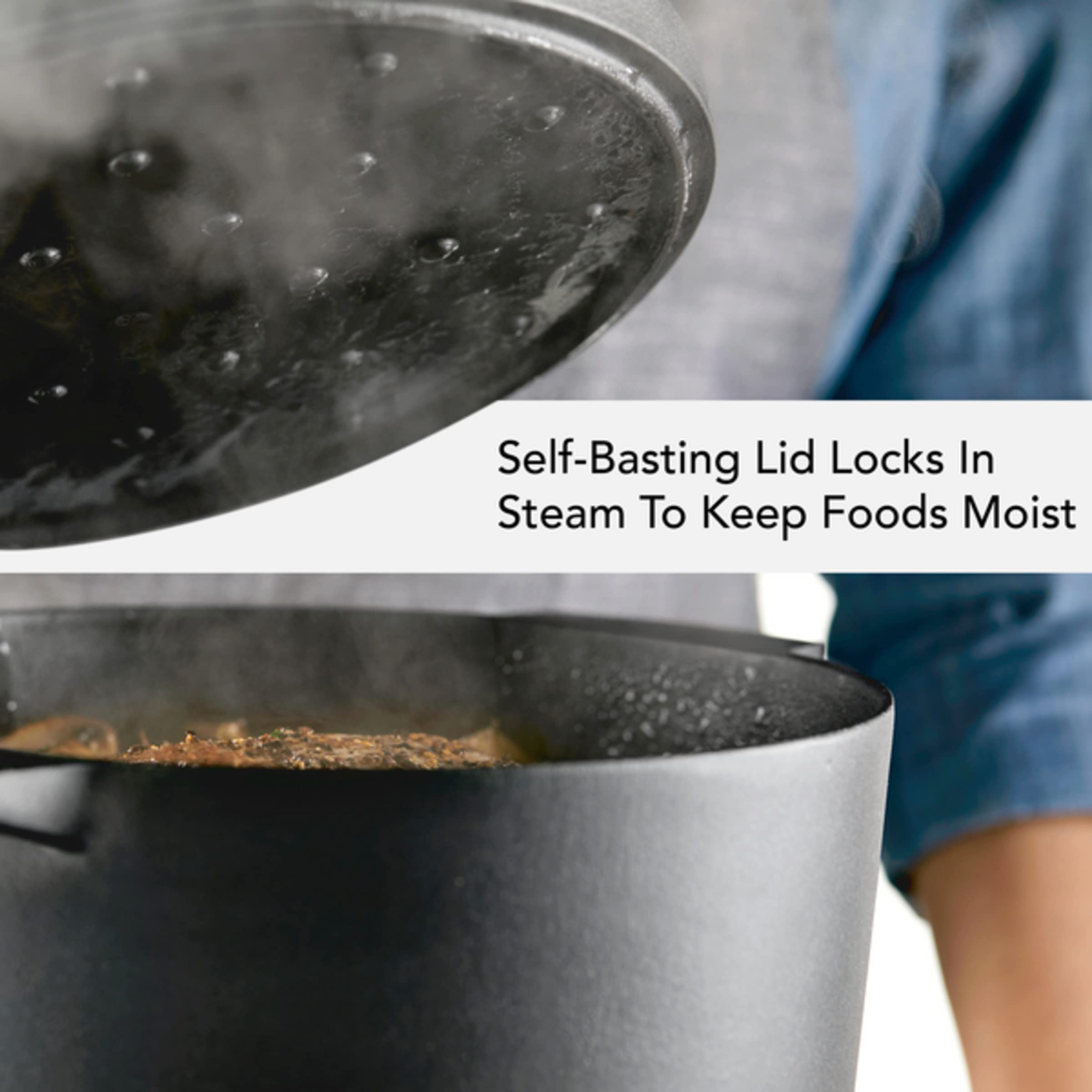 KitchenAid Seasoned Cast Iron Dutch Oven/Casserole, 6 Quart - Black - Image 3