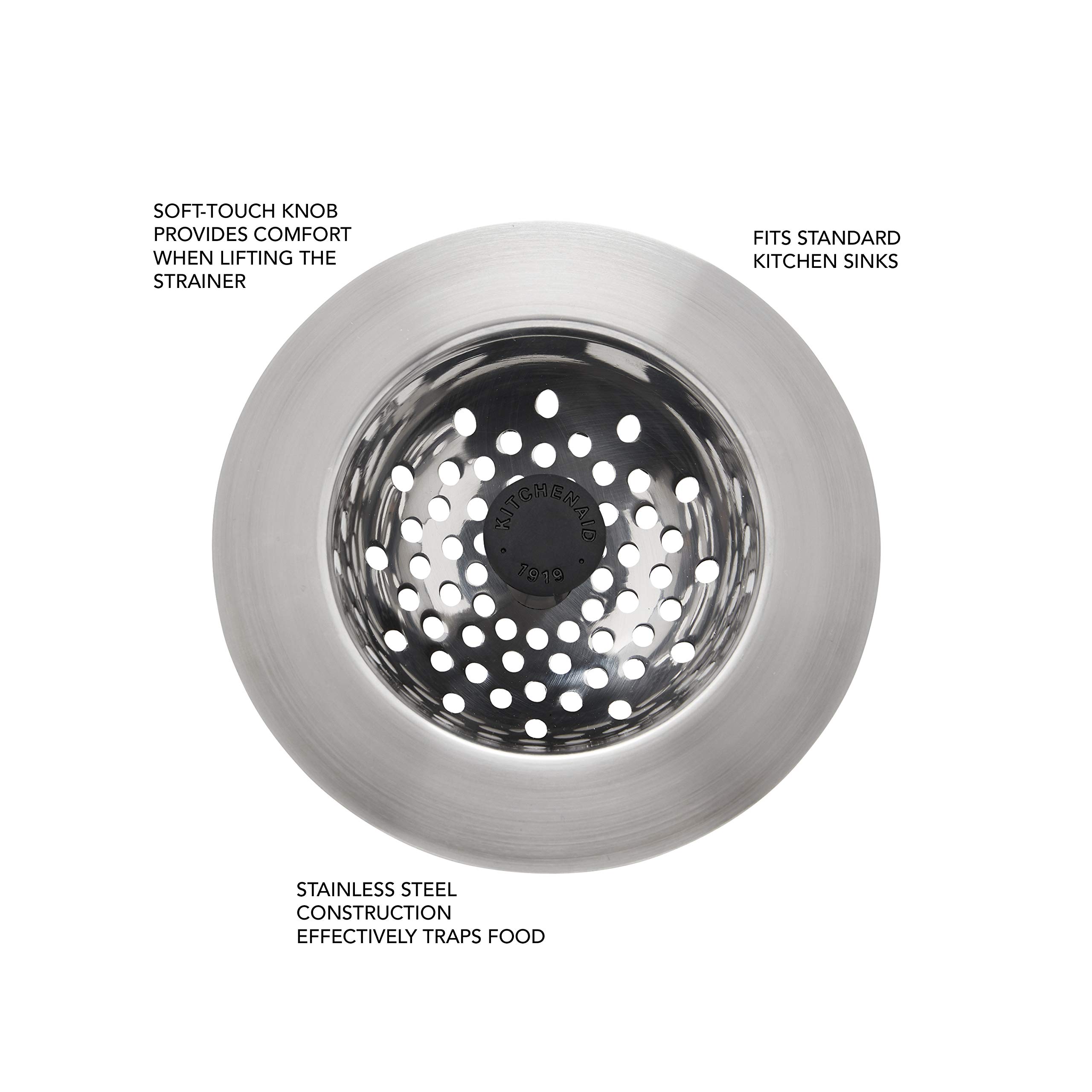 KitchenAid Stainless Steel Sink Strainer, Black - Image 3