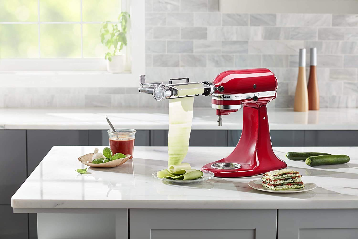 KitchenAid Vegetable Sheet Cutter Attachment with Noodle Blade Red - KSM2SCA - Image 4